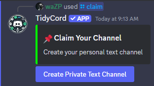 Private Text Channel Example